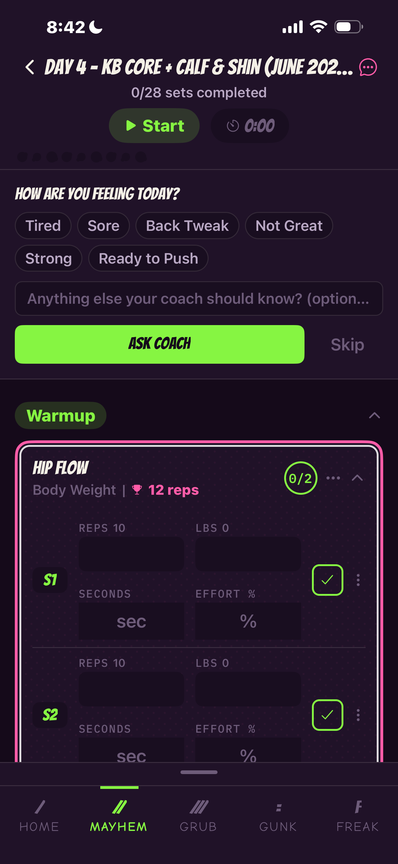 FitMagic home dashboard in the Travis theme